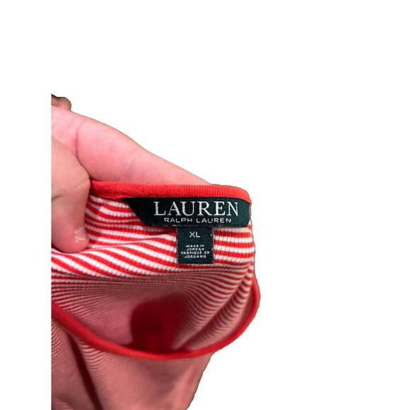 Lauren Ralph Lauren Women's Red & White Striped Wide Strap Tank Top Size XL - Picture 3 of 3